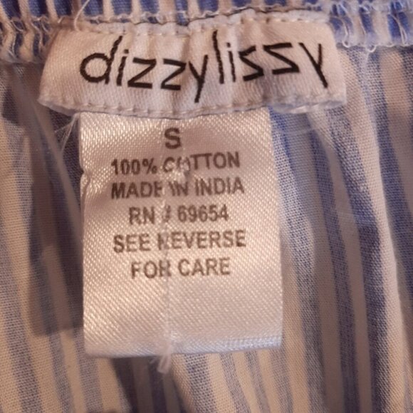 DIZZY LIZZY Strapless Striped Blouse Off Shoulder Ruffled Tiered Sleeve Top - Picture 7 of 8